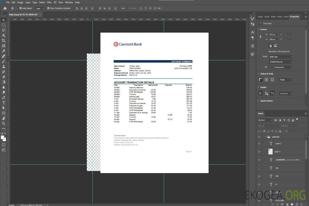 Relevé bancaire de Zambie Cavmont, modèle Excel et PDF template Relevé bancaire de Zambie Cavmont, modèle Excel et PDF template